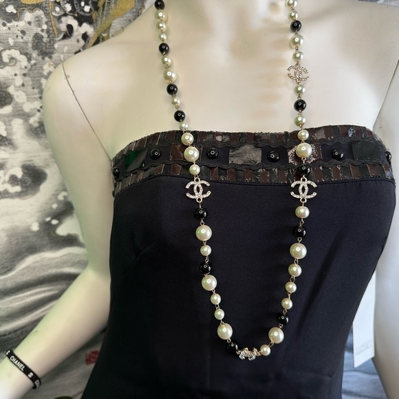 Authentic BADGLEY MISCHKA NWT BLACK LEATHER TRIM COCKTAIL SHEATH DRESS SIZE 0 - Picture 4 of 11